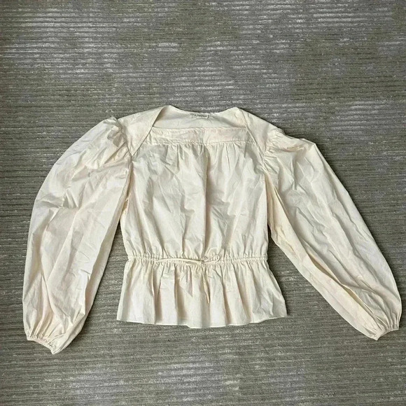 ULLA JOHNSON Mireya Blouse Cotton Puff sleeve cottage Ballet long sleeve peplum - Picture 2 of 8